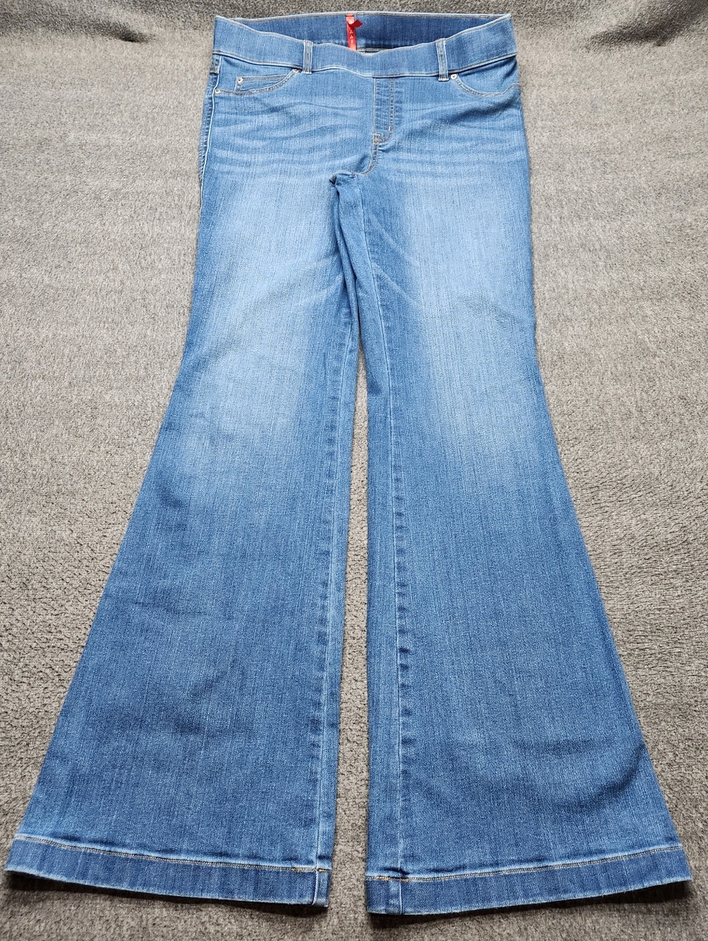 Spanx Flare Jeans Womens XL Blue High Rise Stretch Wide Leg Denim